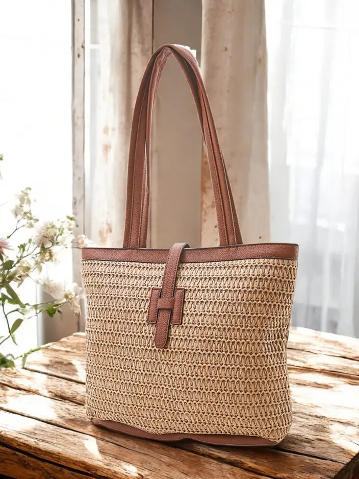 Royalfashion Голяма дамска чанта от слама