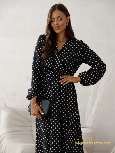 Дамска миди рокля на точки Midnight Bloom