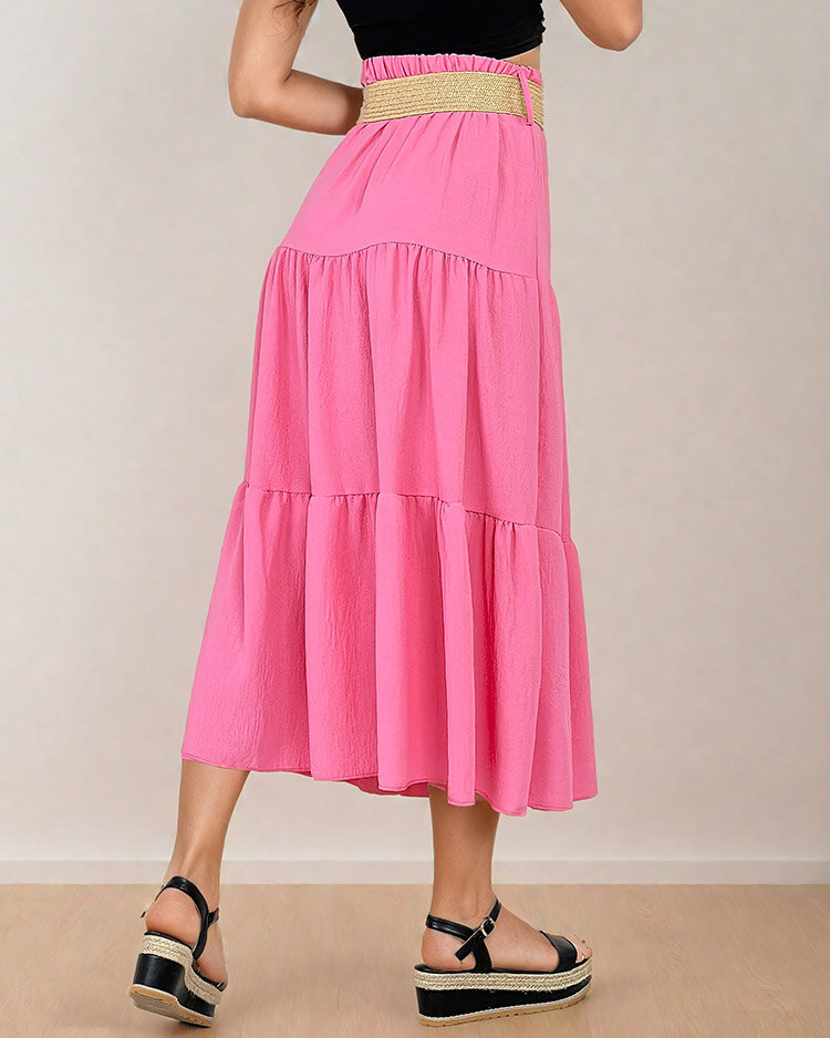 Royalfashion Дамска миди пола с колан