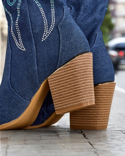 Дамски ботуши на Royalfashion с висок ток Каубой Комоти