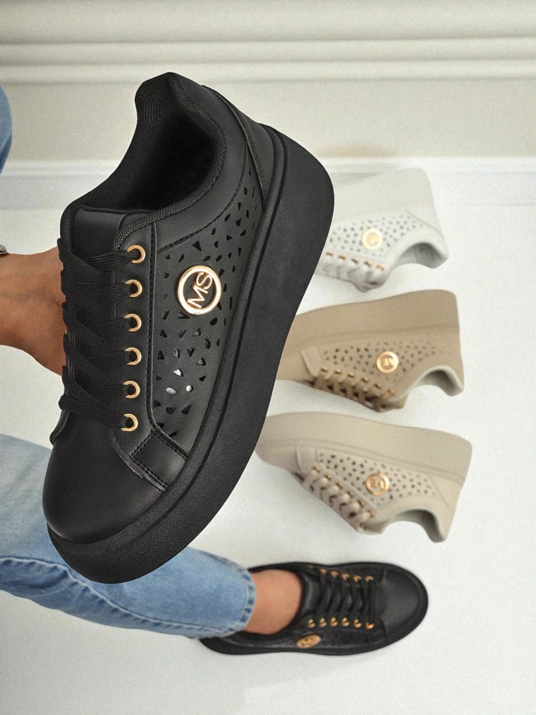 Aurelia Nero - Черна платформа Royalfashion от еко кожа, модел LH201-8