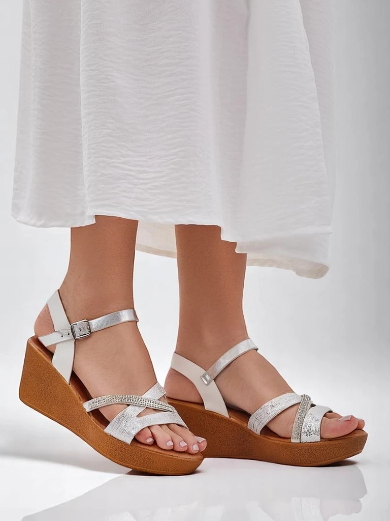 Royalfashion дамски сандали на платформа с камъни и блясък Eclat