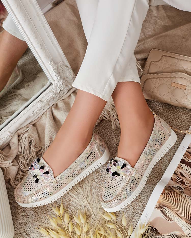 Royalfashion Дамски ажурни мокасини с мъниста Nasfali