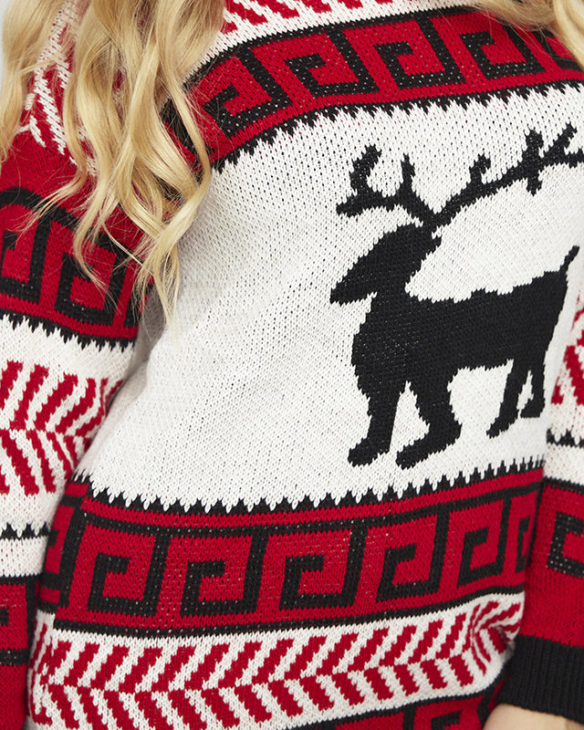 Червено-бяла дамска рокля с пуловер - Облекло