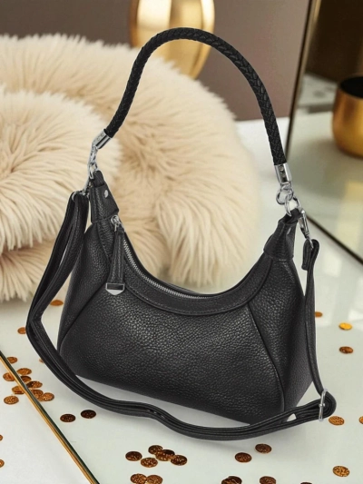 Royalfashion Малка дамска чанта от еко кожа с декоративна каишка Lacquea