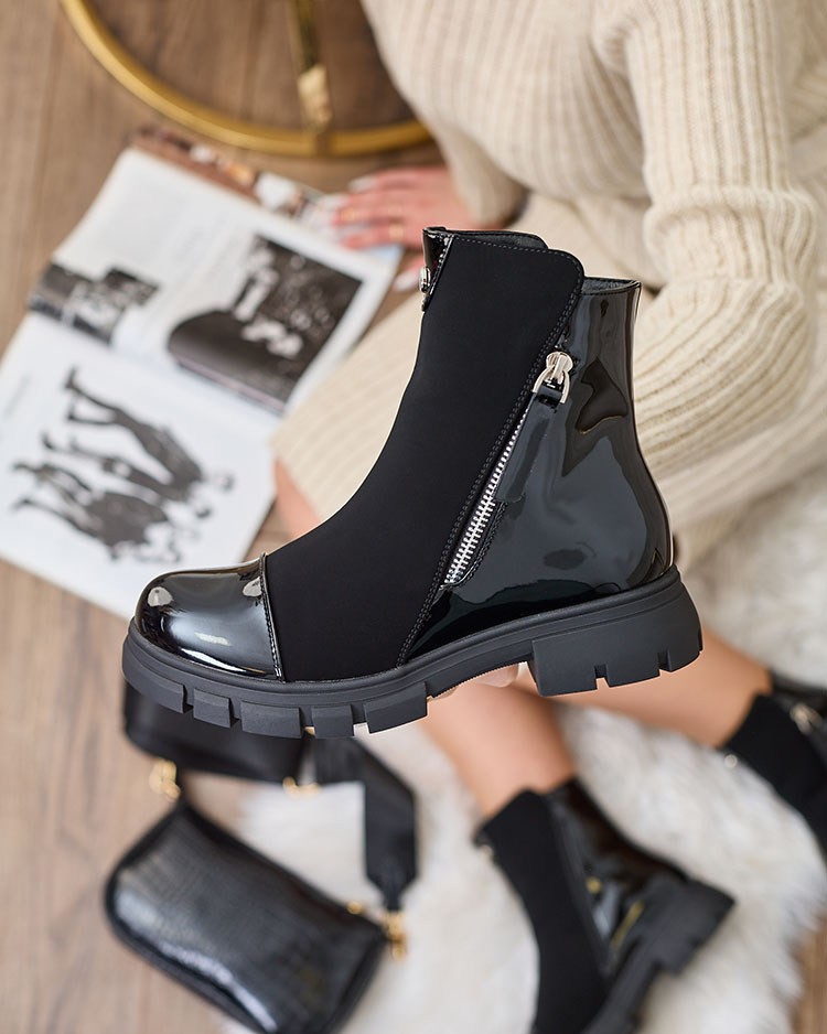 Royalfashion Черни матови дамски ботуши Hedaheh