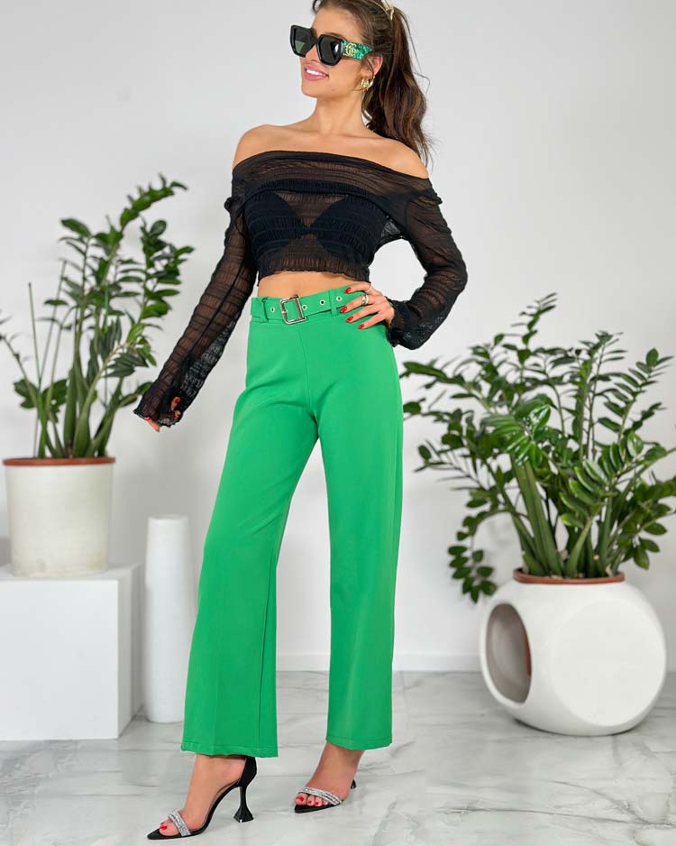 Royalfashion Дамски широки панталони от плат