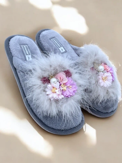 Кожени женски чехли с цветя Ederra