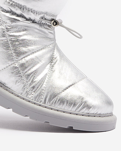 Сребристи дамски ботуши a'la snow boots Kaliolen - Обувки