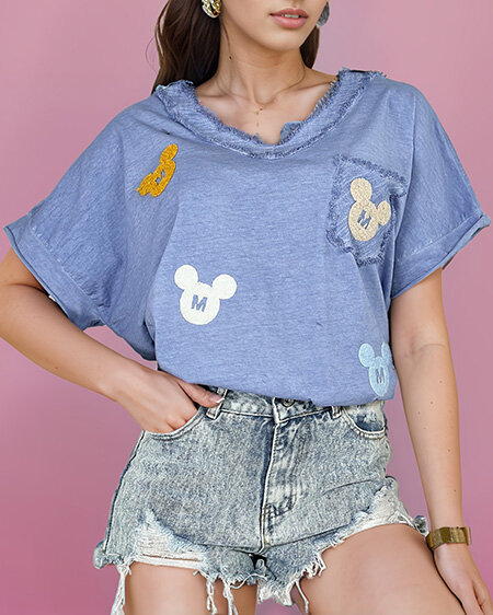 Royalfashion Дамска тениска с кръпки