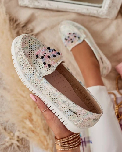 Royalfashion Дамски ажурни мокасини с мъниста Namis