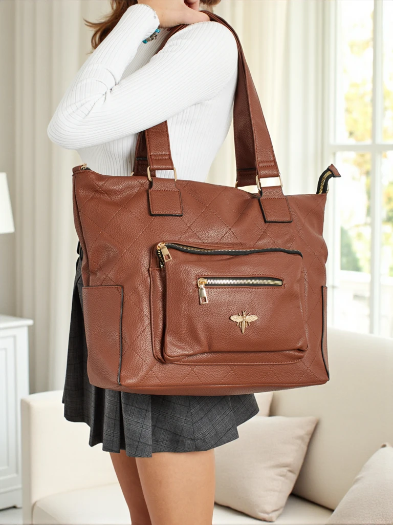 Дамска чанта тип shopper, еко кожа, капитонирана Marvaya