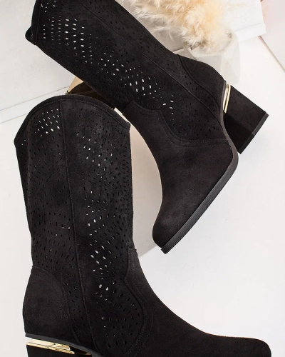 Royalfashion Ажурни ботуши на нисък ток Hewir