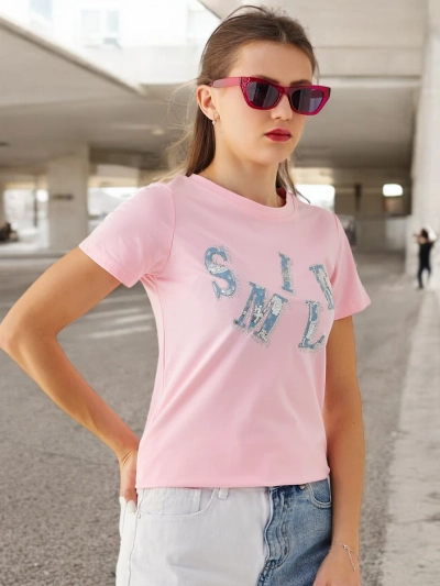 Роялфешън Памучна блуза за жени с надпис