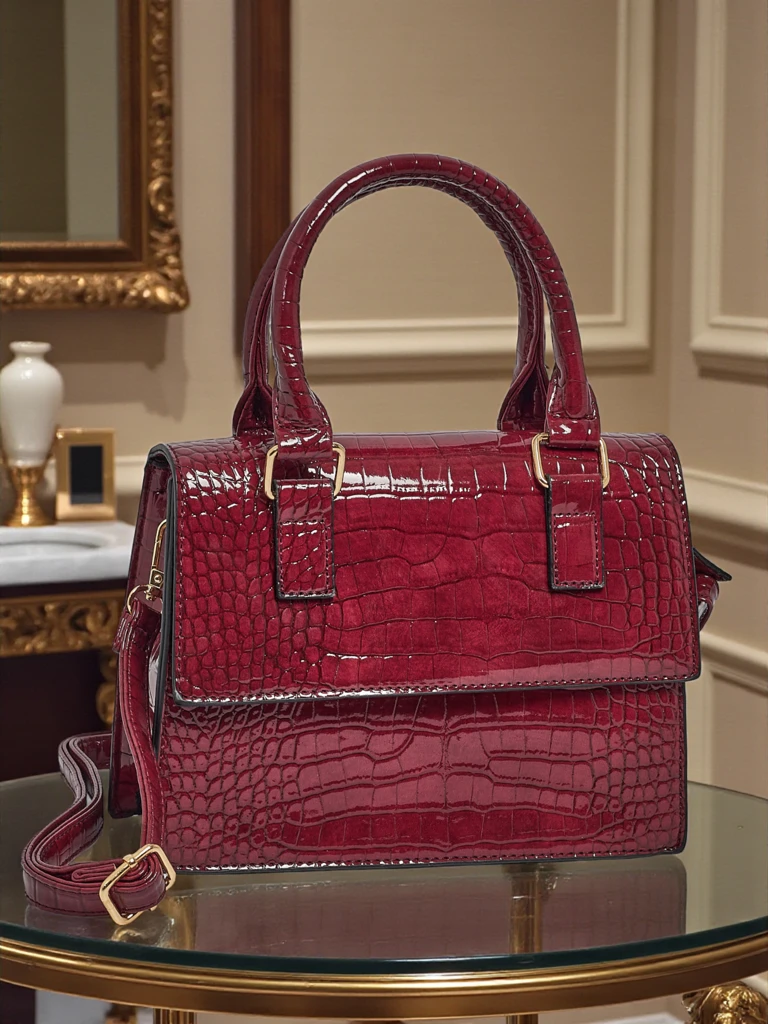 Лакирана малка дамска чанта от еко кожа Veluna