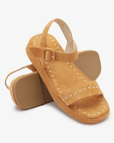 Кафяви дамски сандали с камъни Franssia - Обувки