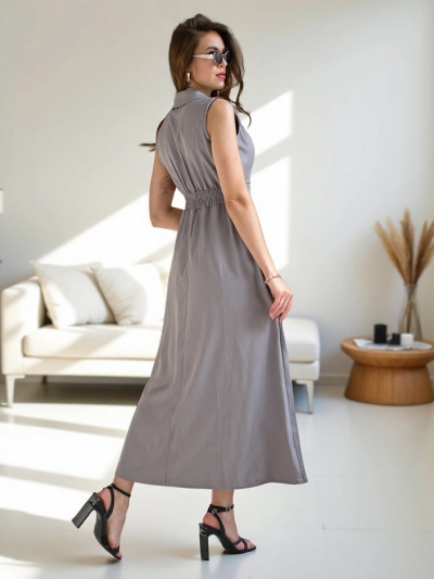 Royalfashion Дамска рокля без ръкави с облечен деколте Bizness