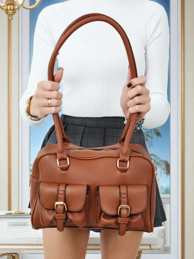 Дамска чанта shopper от еко кожа с джобове Aveline