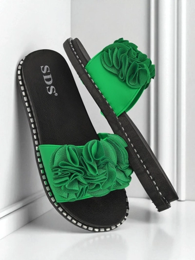 Royalfashion Дамски чехли с равна подметка Flora Verde