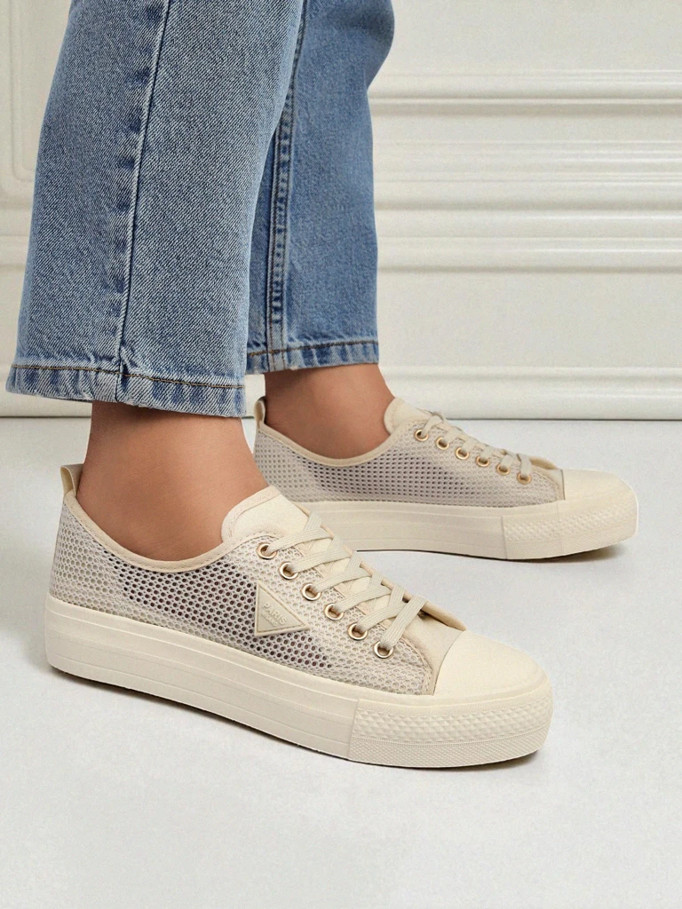 Дамски бежови кецове Callista Mesh – плосък ток, колекция Лято Есен