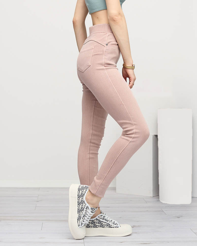 Jasnoróżowe tregginsy damskie- Odzież