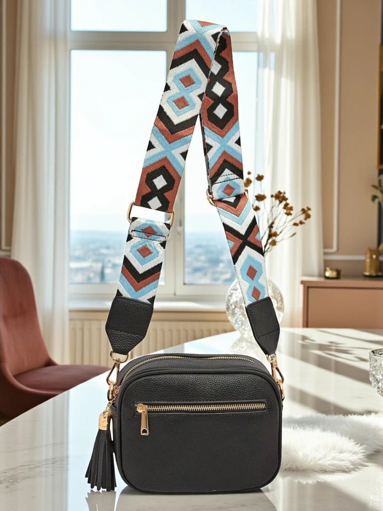 Royalfashion Малка дамска чанта от еко кожа с цветна каишка Kovi Lace