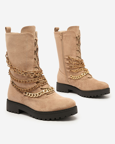 Royalfashion Дамски ботуши тип "багер" в светлокафяво Goserre