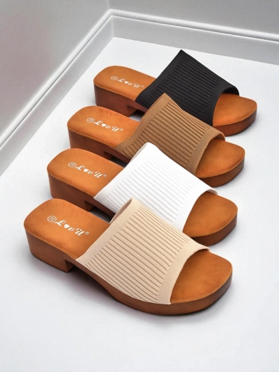 Royalfashion Дамски чехли на нисък ток Ribbed Grace