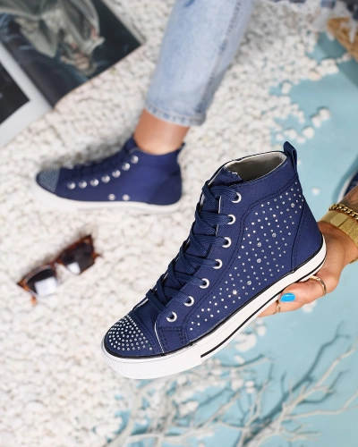 Морско сини маратонки с циркони Totulu- Footwear