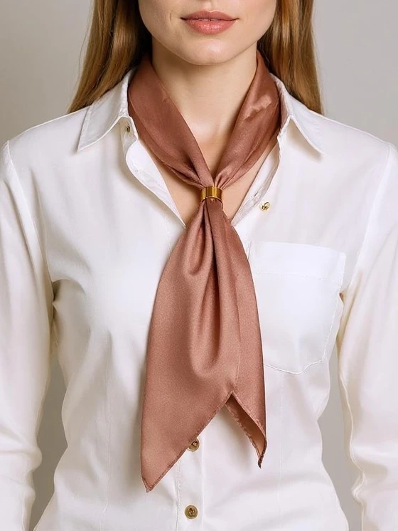 Apollonia Тъмнoкафяв Дамски Шал от Сатенен Полиестер 69x66 см