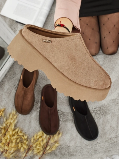 Къси дамски боти а'ла сноубутс с пухкава подплата Calindra