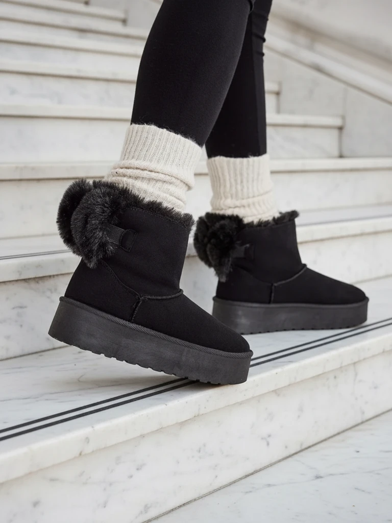 Royalfashion Дамски ботуши a'la snow boots в черно Goroggo