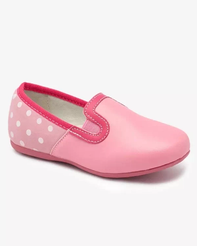 Розови полуобувки за момичета от екокожа с щампа на грах Rellme- Footwear