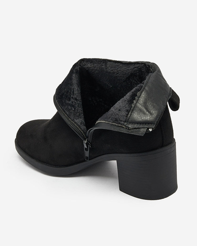 Royalfashion Черни дамски ботуши с нисък ток от еко велур Rejerry