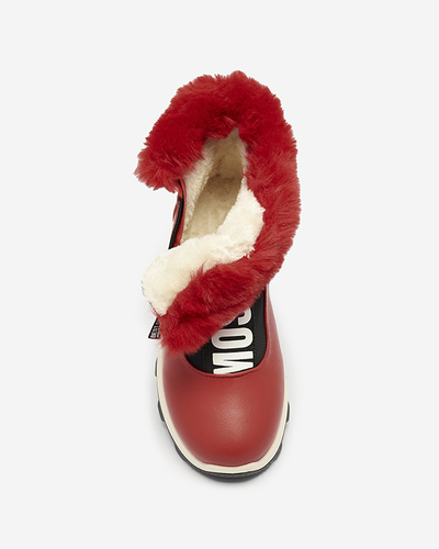 Червени дамски изолирани ботуши с кожа Scherr- Footwear
