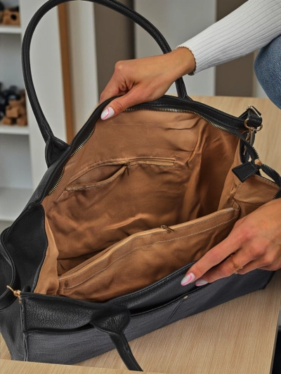 Дамска чанта Aristea Nero черна екологична кожа 41x31 елегантна