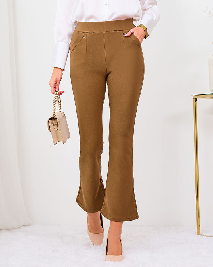 Royalfashion Черни дамски клинове от екокожа a'la bells