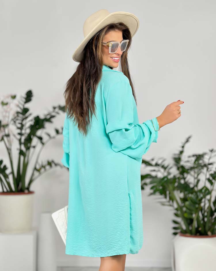 Royalfashion Дамска oversize рокля с волан на ръкавите