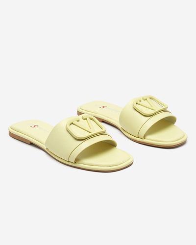 Zielone damskie klapki z eko skóry Cartec- Obuwie