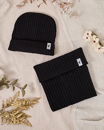 Зимен комплект от Royalfashion Universal - шапка тип бини с шал на туба