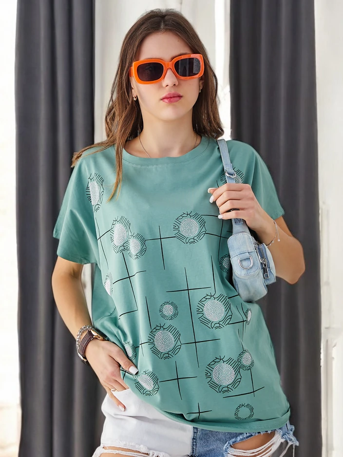 Роялфешън дамска памучна тениска с принт