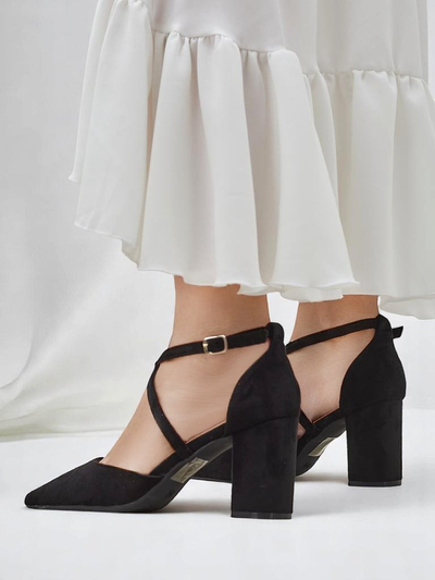 Royalfashion дамски еко-замшени помпи с каишки Kanastru