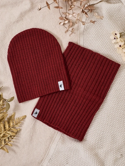 Зимен универсален комплект Royalfashion - плетена шапка с гаитер за врата