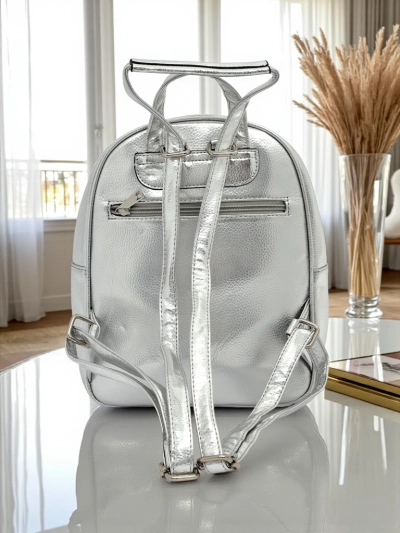 Royalfashion Дамска раница от еко кожа с райета Metallic Stripes