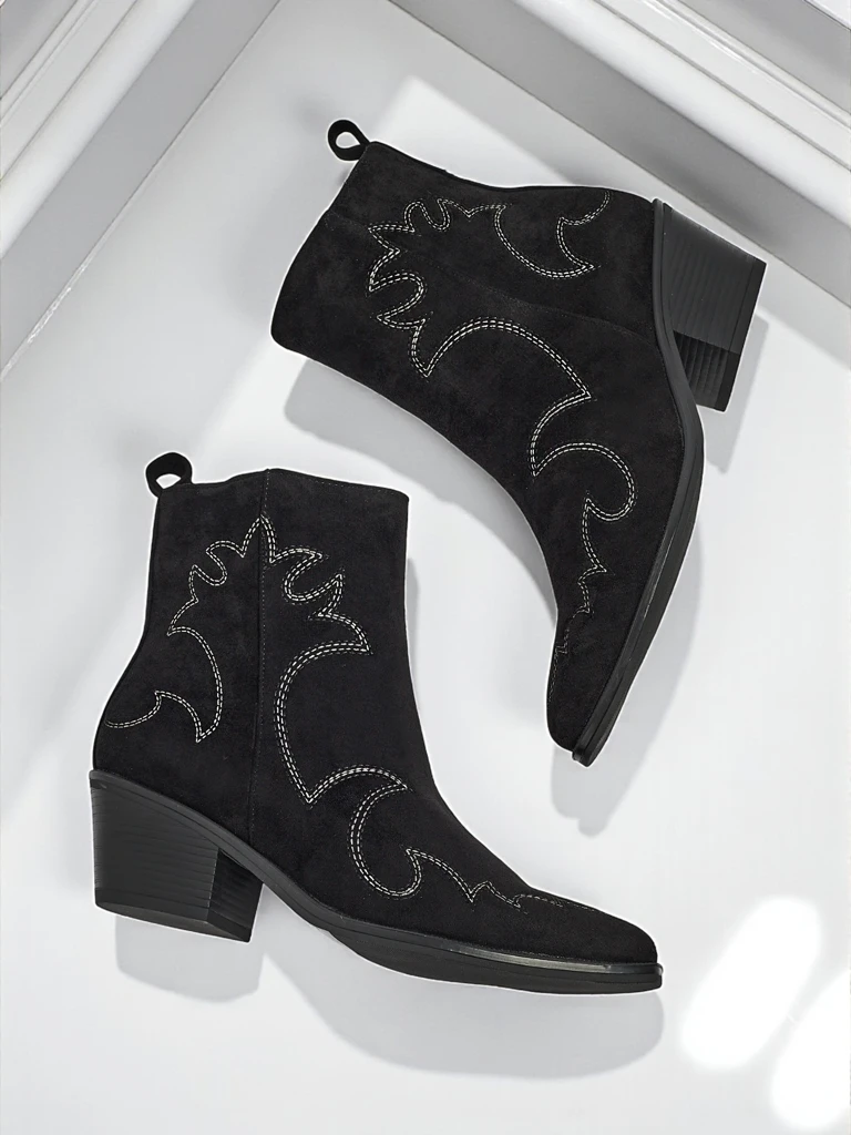 Botki damskie typu kowbojki Velvet Ash– na obcasie