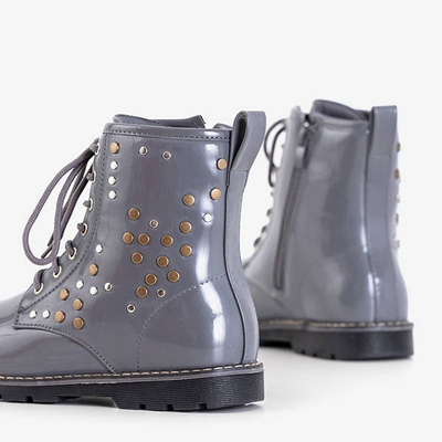 Szare dziecięce lakierowane workery Isibeal - Obuwie