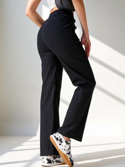 Royalfashion Широки дамски панталони от плат с памук