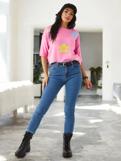 Royalfashion Дамски стеснени памучни дънки