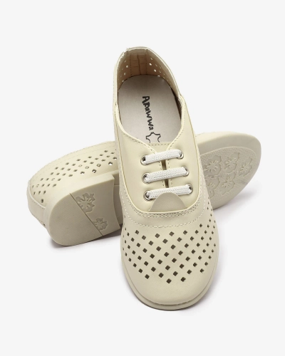 Бежови детски ажурни мокасини Janno- Footwear