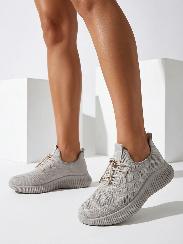 Aurelia Beige Royalfashion – Дамски бежови маратонки, плат, връзки